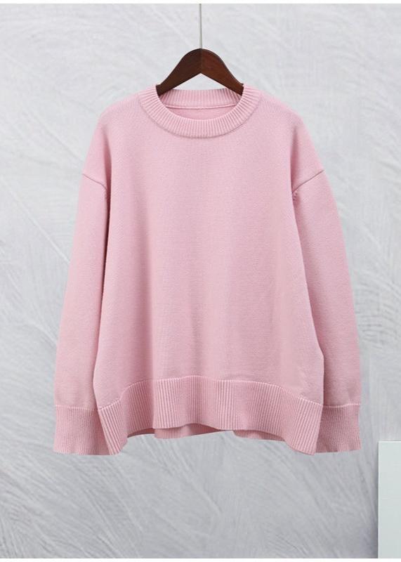 Soft Pink Cozy Crew Neck Sweater