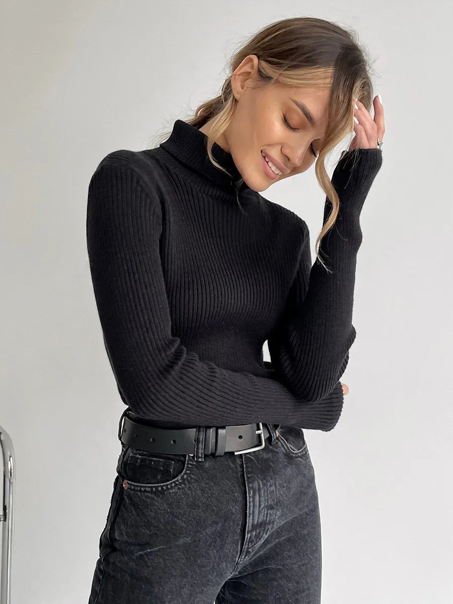 Tijdloze Slim-Fit Turtleneck Trui - Klassieke Chic voor Dames