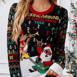 Elk Jacquard Santa Claus Knitted Sweater - VibeSoothe