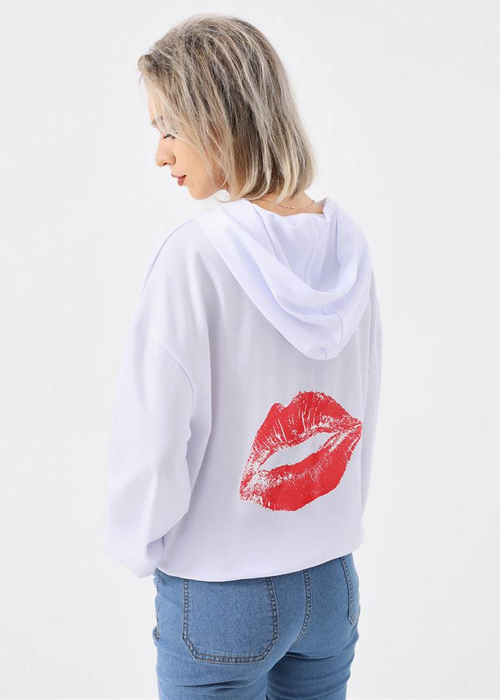 Kiss Me Bold Lip Print Hoodie