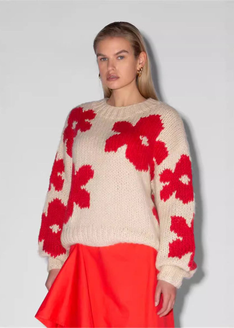 Bold Bloom - Floral Knit Sweater