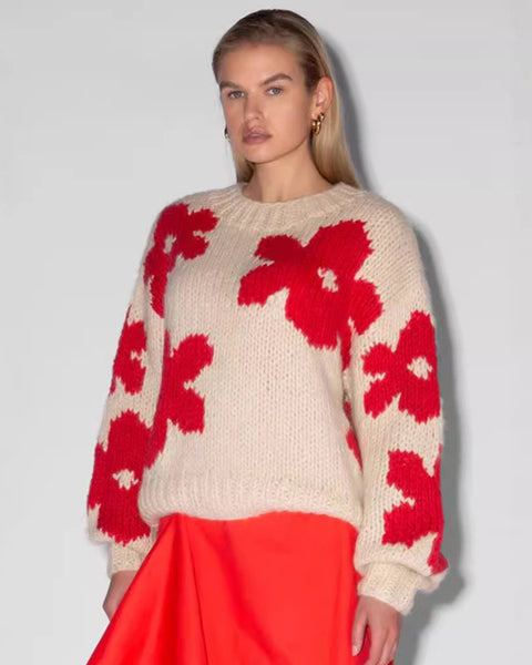 Bold Bloom - Floral Knit Sweater