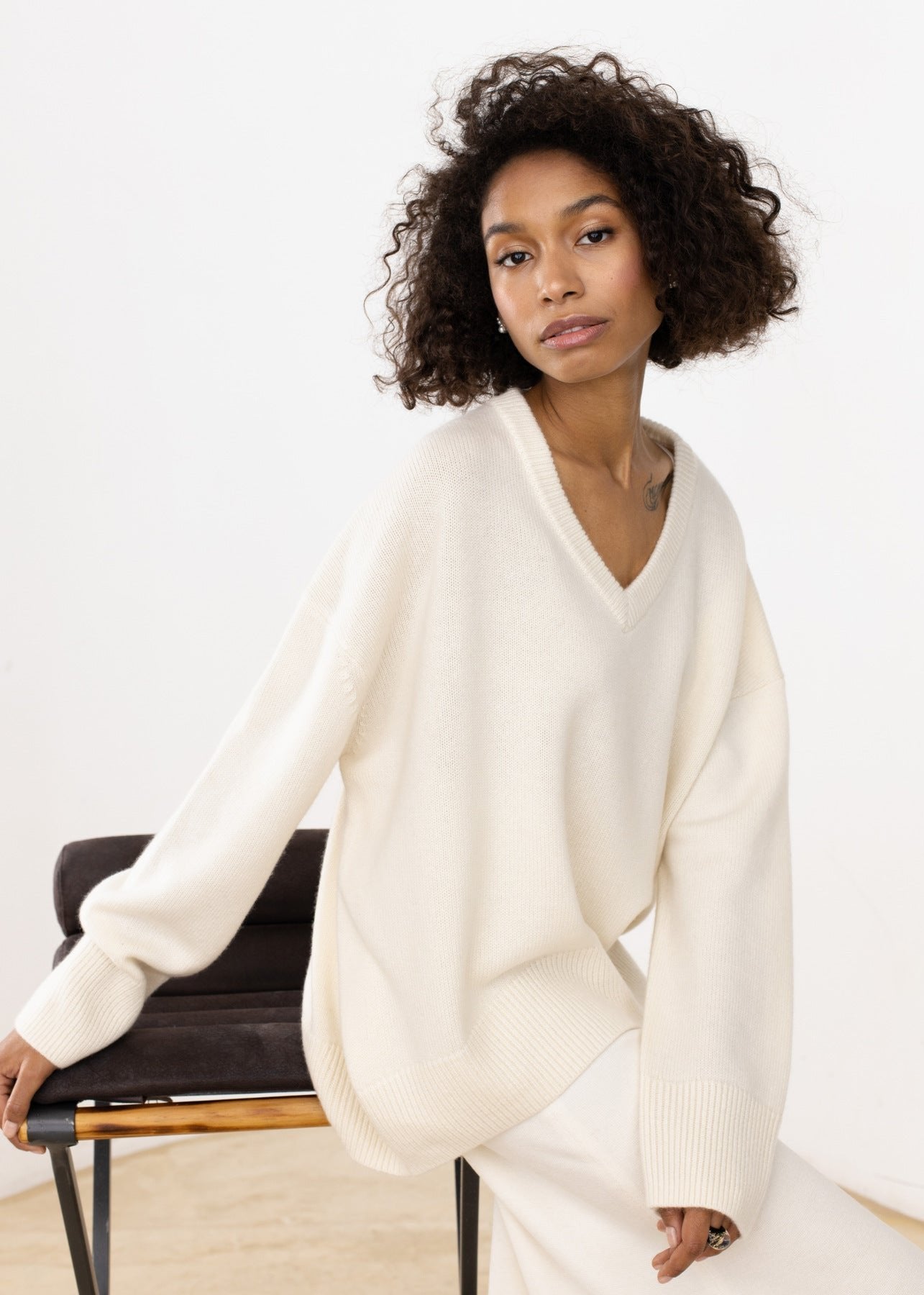 Cozy V-Neck Loose Knit Sweater