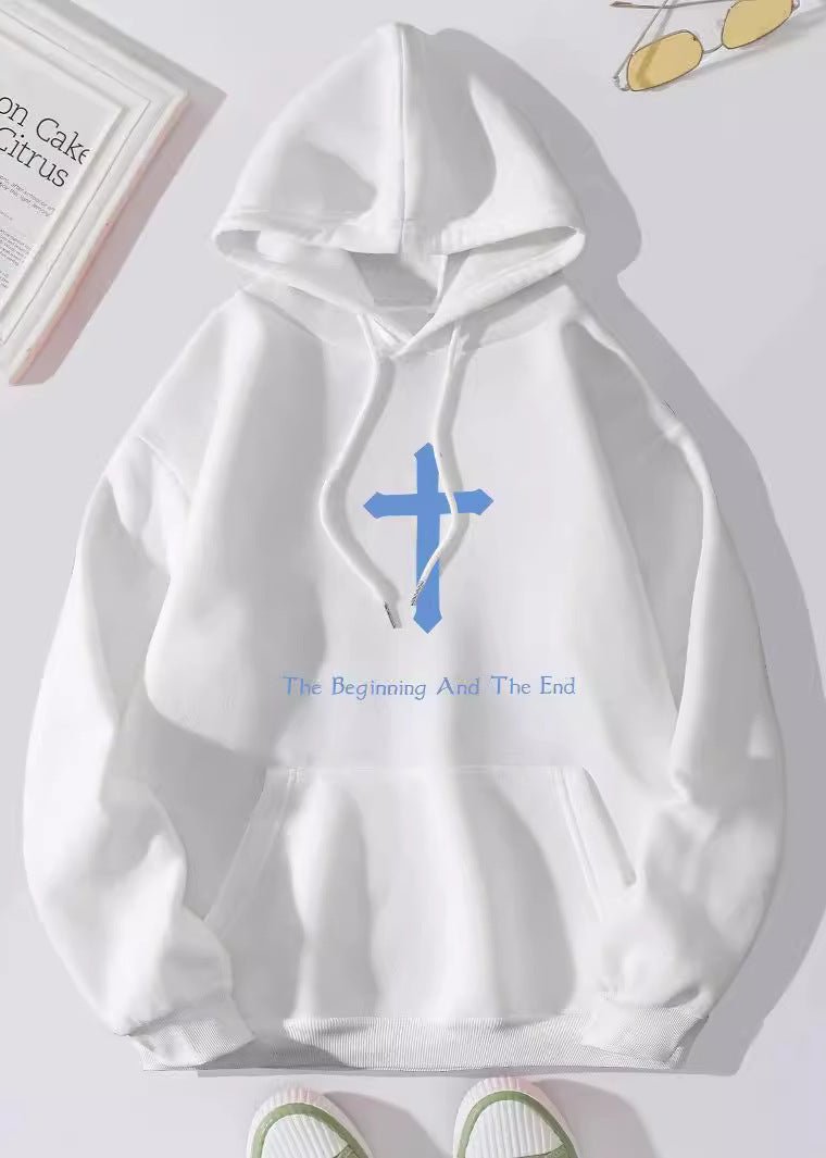 Women's Brushed Hoody Plain Letter Jesus Print - VibeSoothe