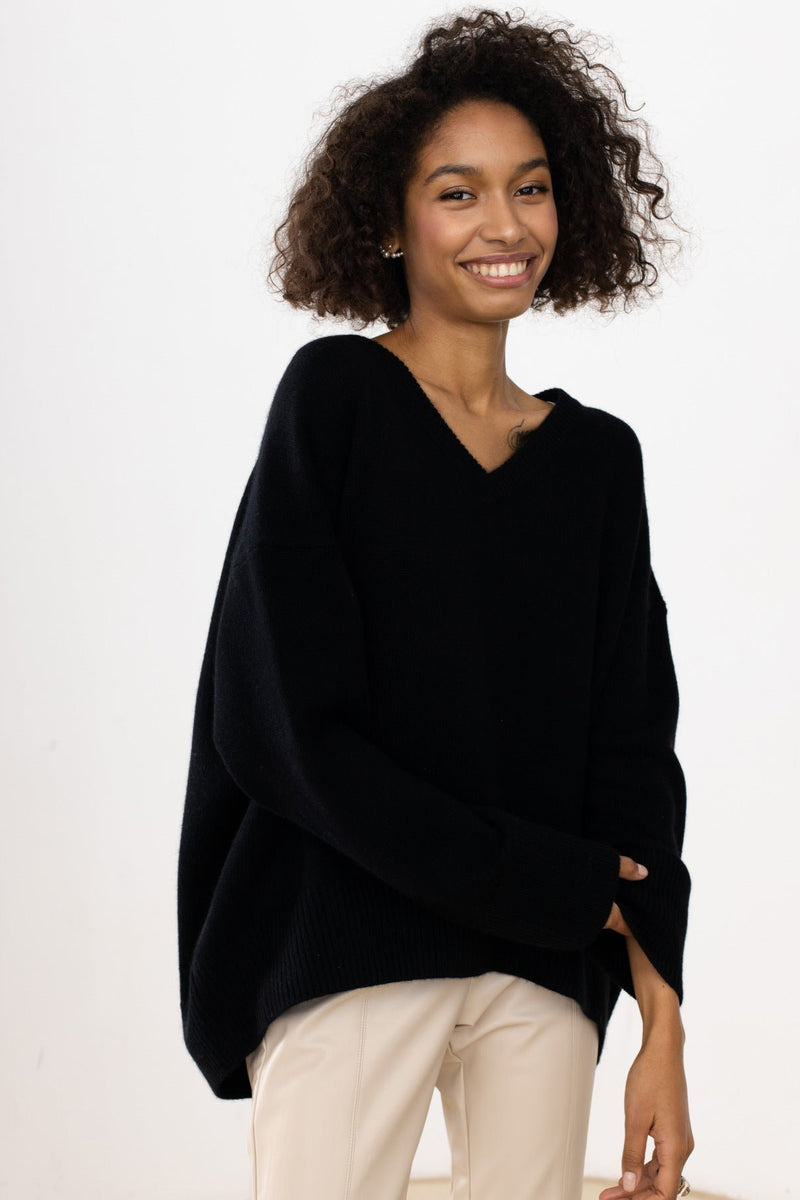 Cozy V-Neck Loose Knit Sweater