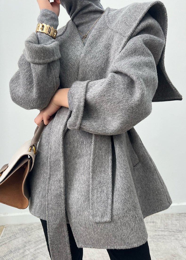 Alpaca Wool Blend Belted Coat