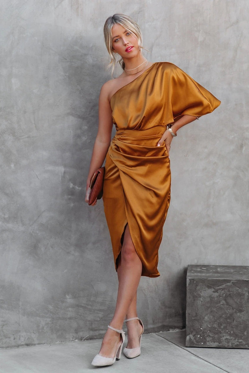 Savannah Silk One-Shoulder Dress