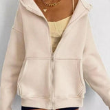 Women's Zipper Hooded Cardigan Coat - VibeSoothe