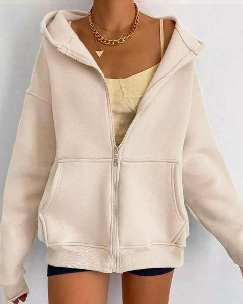 Women's Zipper Hooded Cardigan Coat - VibeSoothe