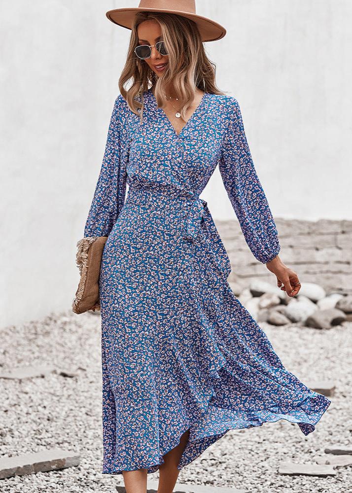 Wildflower Wander - Boho bloemen wikkel maxi jurk