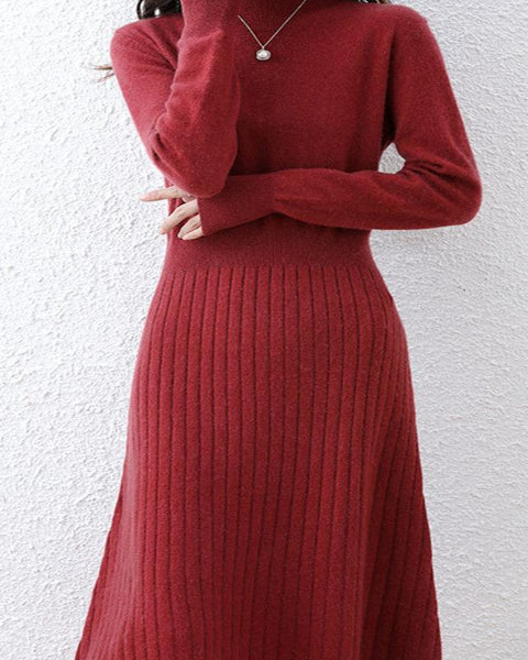 Luxe Wool Ribbed Midi Dress