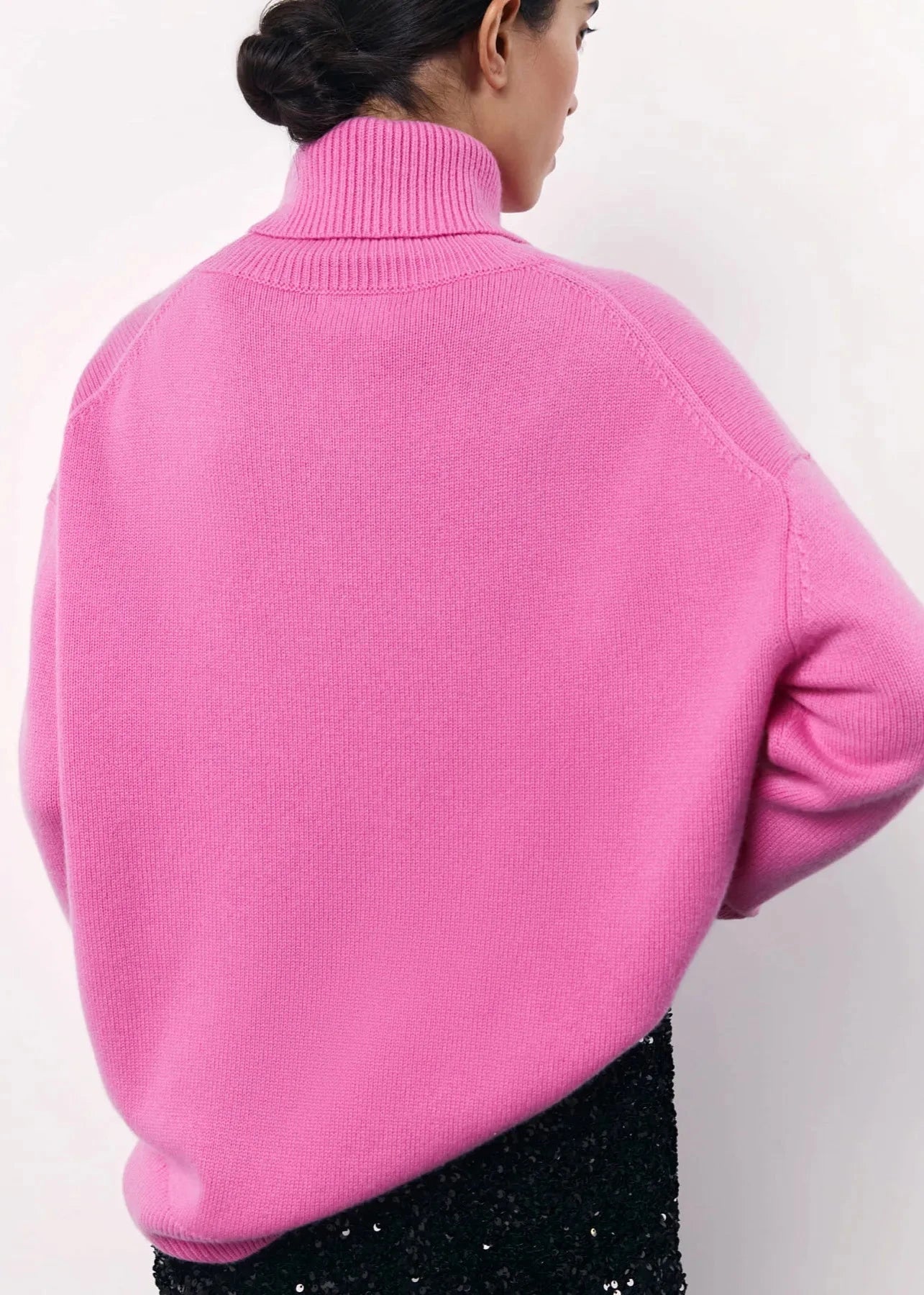 Vibrant Pink Oversized Turtleneck Sweater