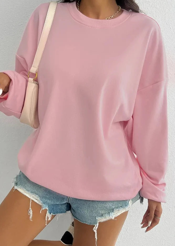 Relaxed Pink Long-Sleeved Sweater - Effortless Style