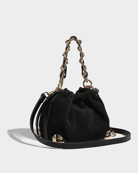 Chic-Chain Velvet Crossbody Bag - VibeSoothe