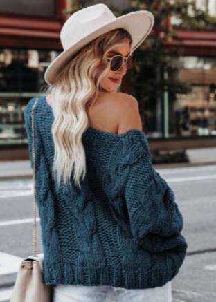 Cozy Vibes - Off-Shoulder Grof Gebreide Trui