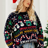 Christmas Tree Round Neck Ice Man Sequined Sweater - VibeSoothe