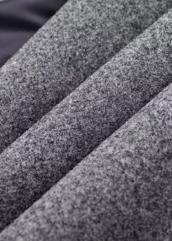 Double-Breasted Long Wool-Blend Coat – Gray