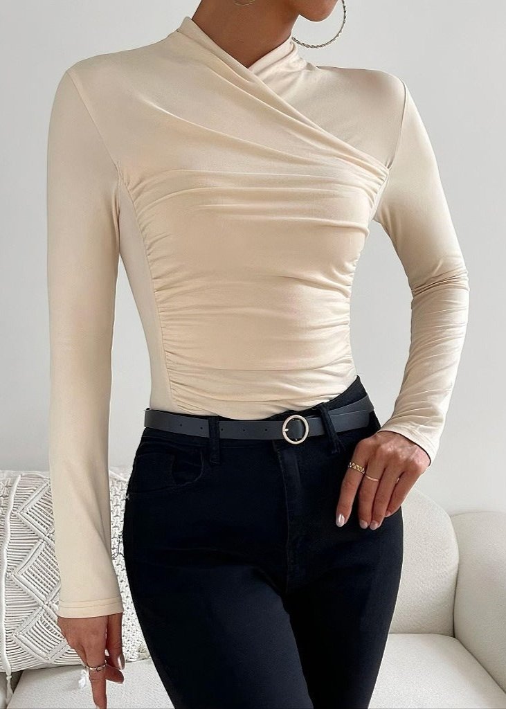 Chic Pleated Long Sleeve Top