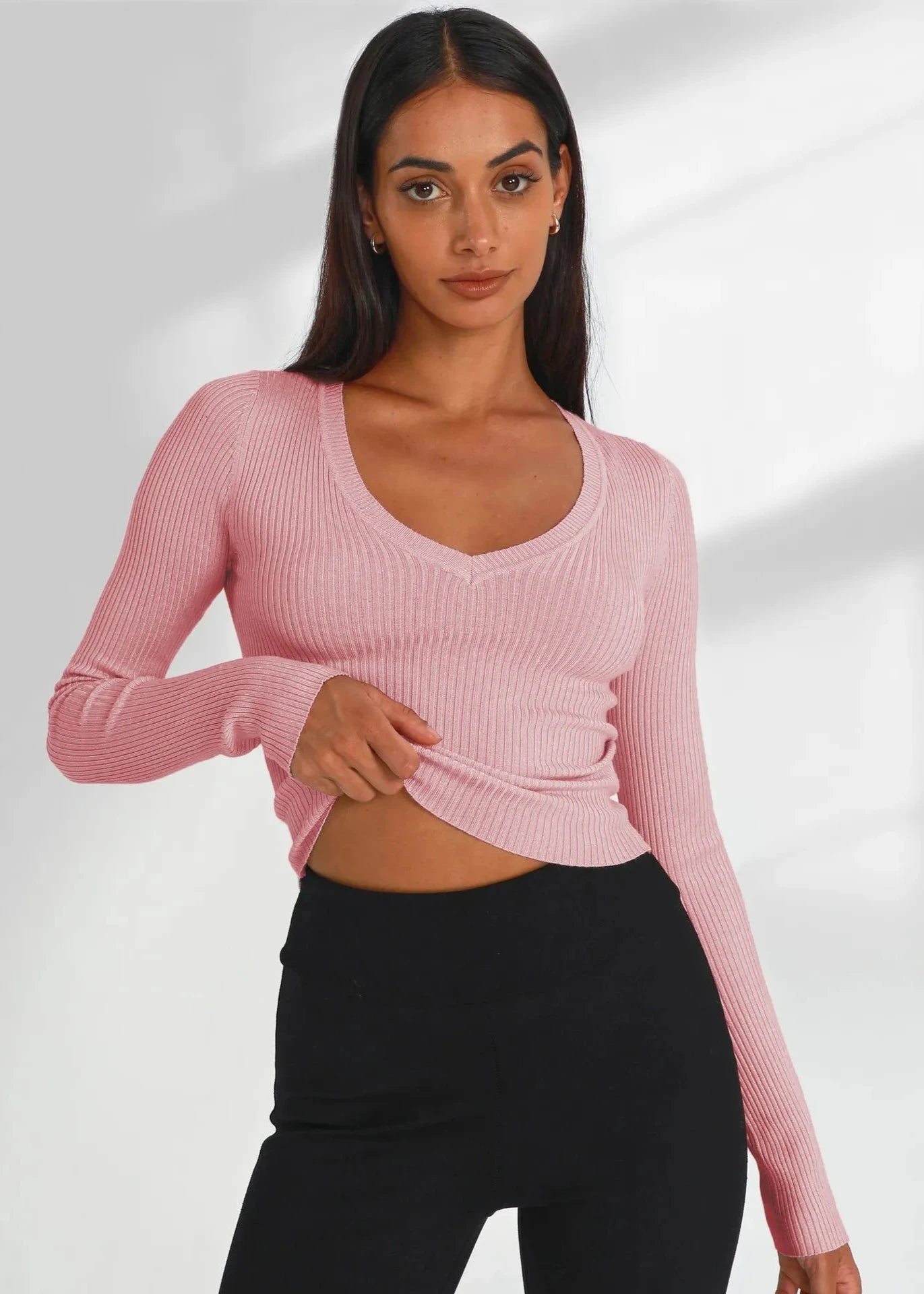 Cozy Ribbed Long-Sleeved Knit Top