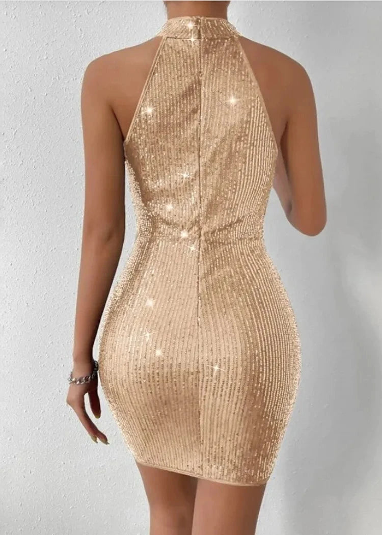 Halter Neck Sequined Bodycon Dress