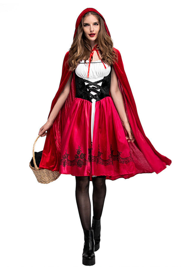 Scarlet Tale - Women’s Red Riding Hood Costume Dress with Cape