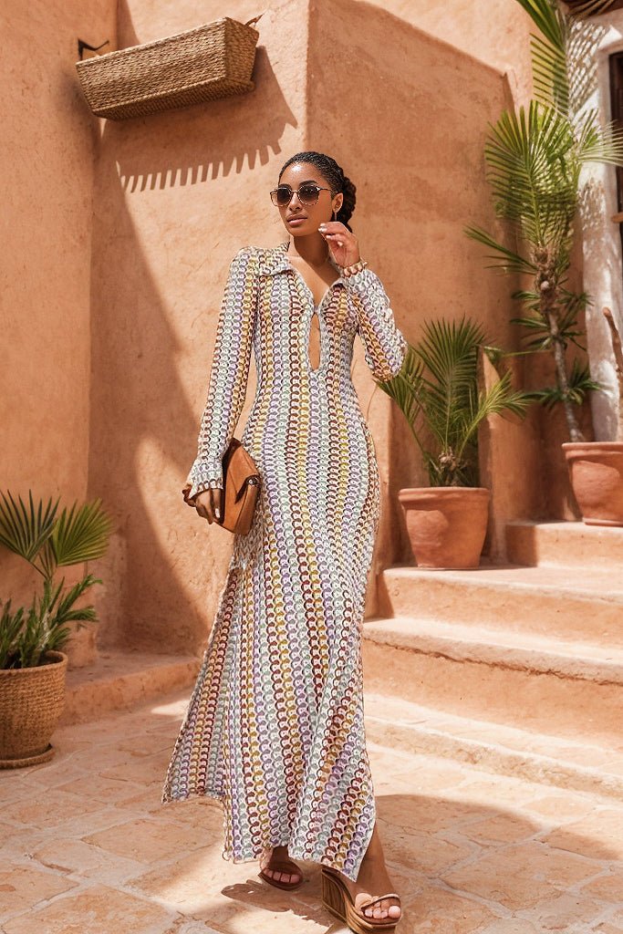 Marrakech Mirage - Crochet Hollow-Out Maxi Dress