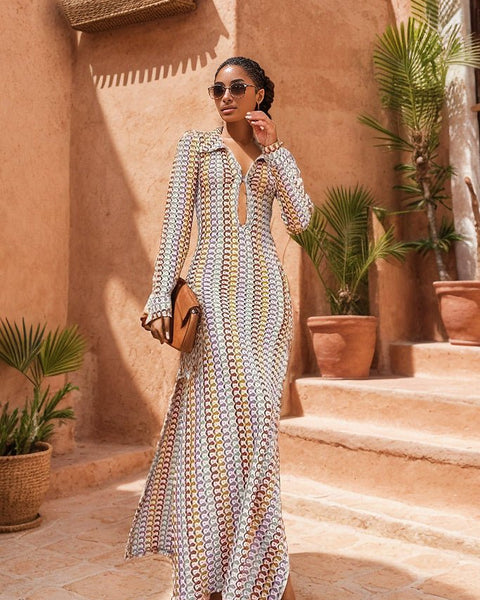 Marrakech Mirage - Crochet Hollow-Out Maxi Dress