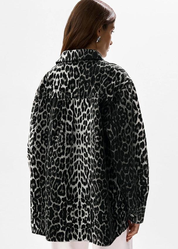 Luipaardprint katoenen oversized jack