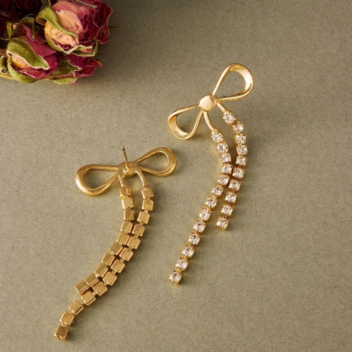 Bow Cascade Crystal Earrings