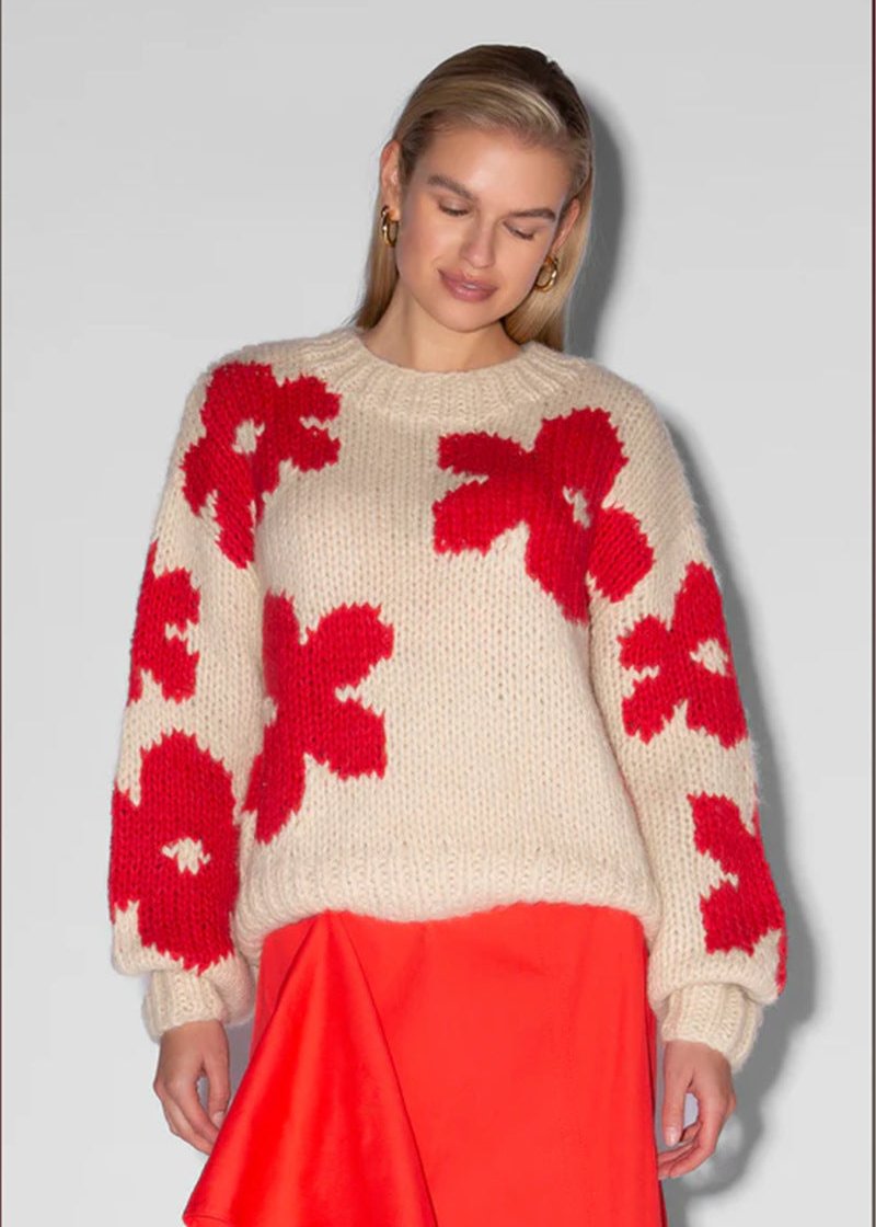 Bold Bloom - Floral Knit Sweater