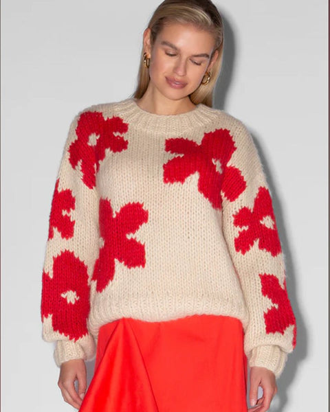 Bold Bloom - Floral Knit Sweater