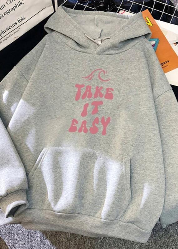 Hoodie "Take It Easy" Print Oversized Hoodie