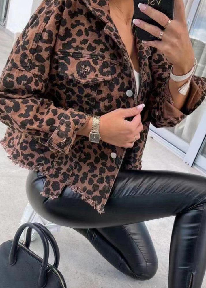 Leopard Print Denim Jacket - Y2K Inspired Fashion