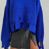 Fashion Ripped Casual Knitted Sweater - VibeSoothe