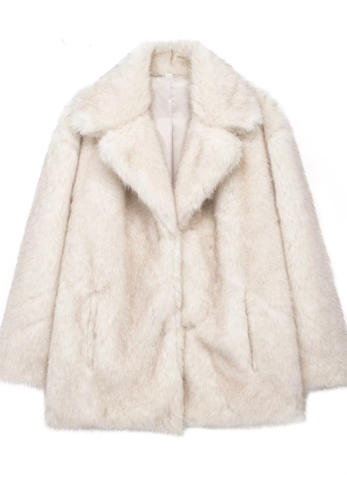 Plush Faux Fur Suit Collar Jacket