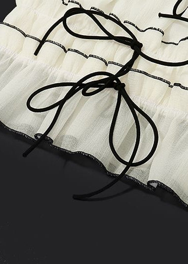 Conjunto Isla Bow-Tie con Volantes – Conjunto de Dos Piezas Falda Larga y Top Corto