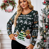 Leisure Round Neck Christmas Sweater - VibeSoothe