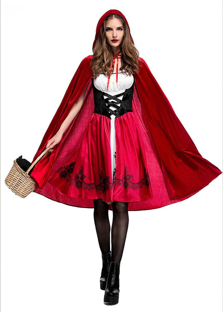 Scarlet Tale - Women’s Red Riding Hood Costume Dress with Cape