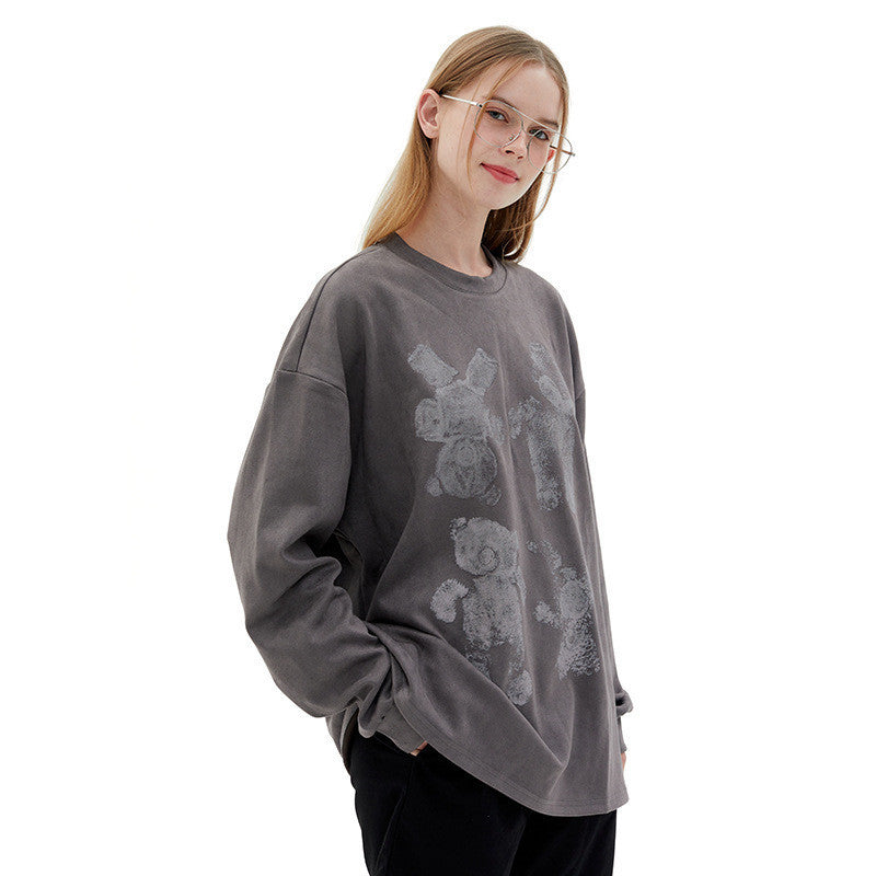 Deerskin Reflective Bear Print Long-sleeve Top