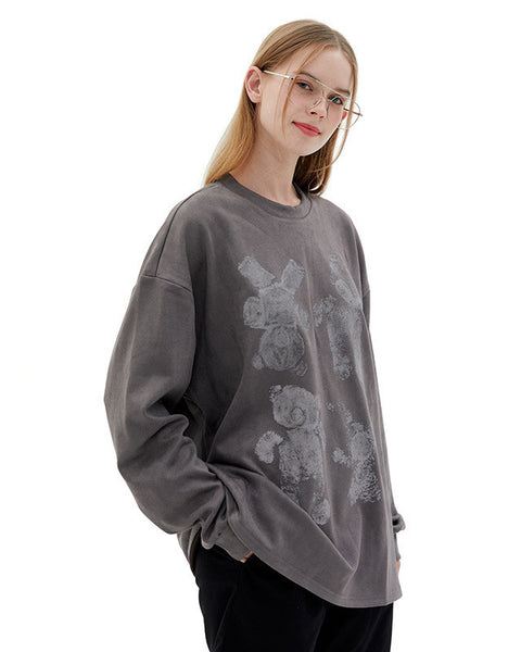 Deerskin Reflective Bear Print Long-sleeve Top