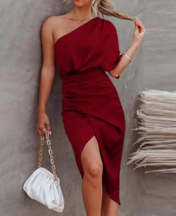 Savannah Silk One-Shoulder Dress