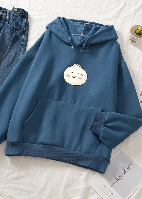 Cute Dumpling Face Print Hoodie - Unisex Casual Style