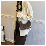 Frosted-Vintage Textured Shoulder-Messenger Bag - VibeSoothe