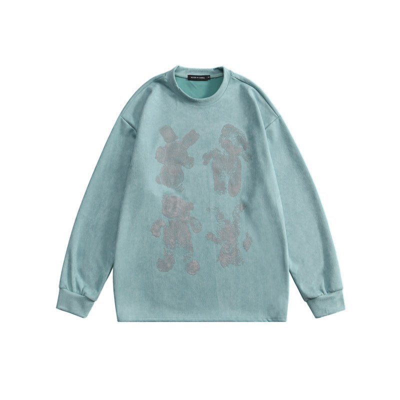 Deerskin Reflective Bear Print Long-sleeve Top