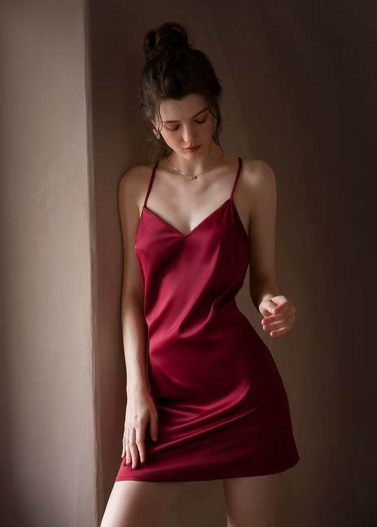 Scarlet Whisper - Backless Satin Nightdress