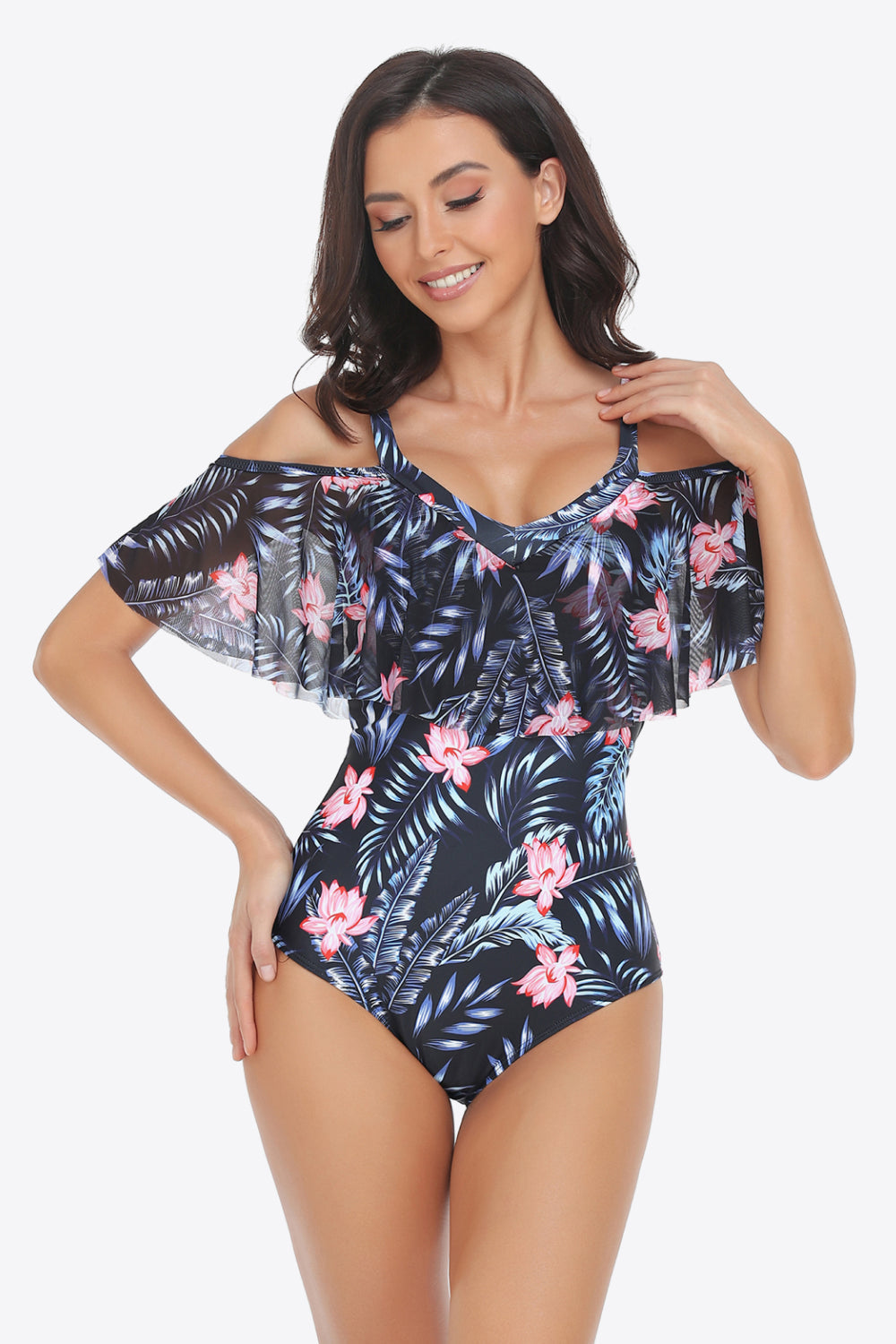 Zelda Botanical Print One-Piece Swimsuit - VibeSoothe