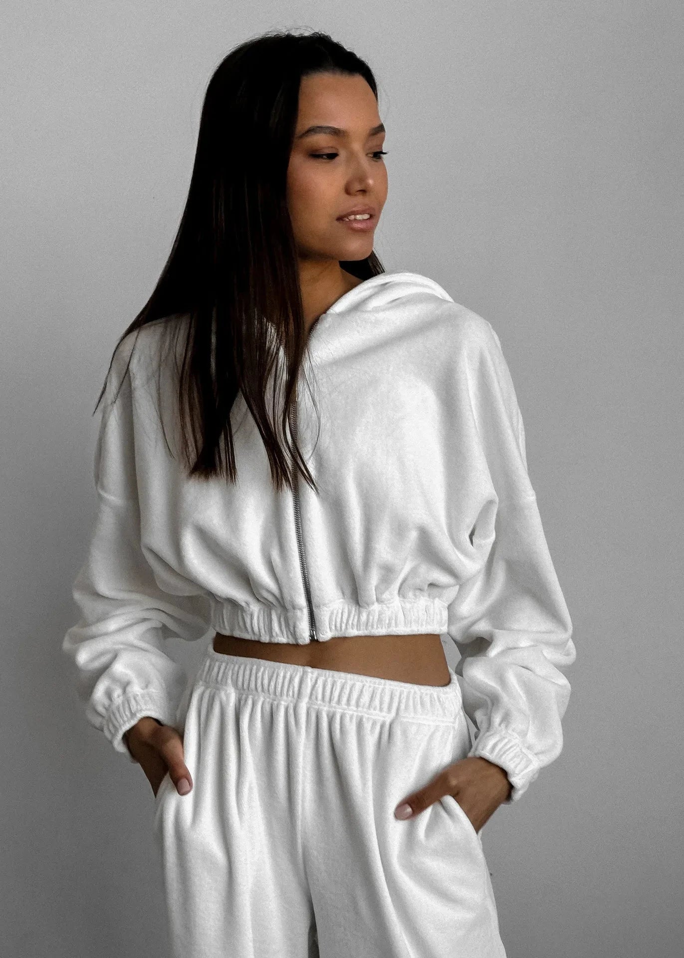 Relaxed Radiance - Zip-Up Hoodie Two-Piece Set