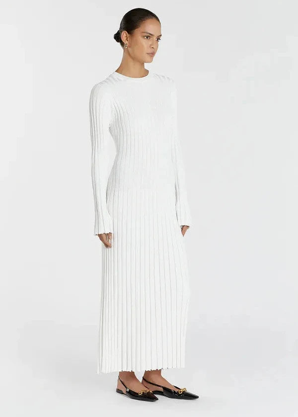 Parisian Pleated Ribbed Midi Dress