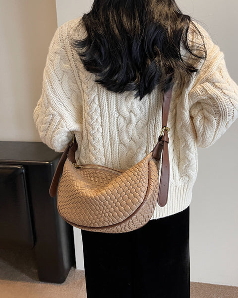 Woven-Style Shoulder Bag - VibeSoothe