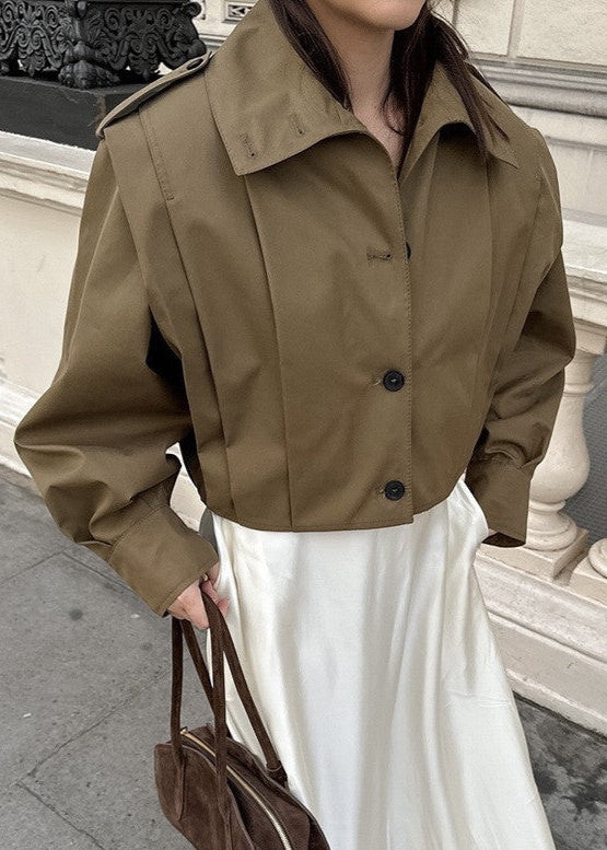 Maren - Cropped High Neck Button Up Jacket